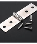 Hidden Cabinet Door Hinge Set, 2 Pcs Vertical Hinges with 8 Silver Screws, 74x20mm Right Angle 4 Hole Iron Alloy Hardware