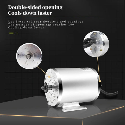 Beefy 2000W 60V High Speed Brushless DC Mid Motor Kit with cooling openings, aluminum shell, for e-scooter and dirt bike upgrades.