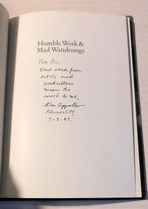 Inscription page of 'Work And Mad Wanderings Street Life In The Machine Age Photographic Social History By Ken Appollo First Edition' book.
