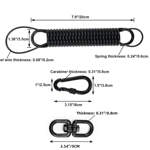 Heavy Duty Porch Swing Spring Kit With 700 Lb Capacity, Hammock Hanging Hardware Set Including 1 Spring, 2 Carabiners, 1 Swivel Buckle