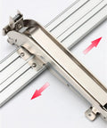 Close up of Top Rated Cabinet Hinge System With Damping Silent Slide Rails, showcasing metal track and soft close mechanism.