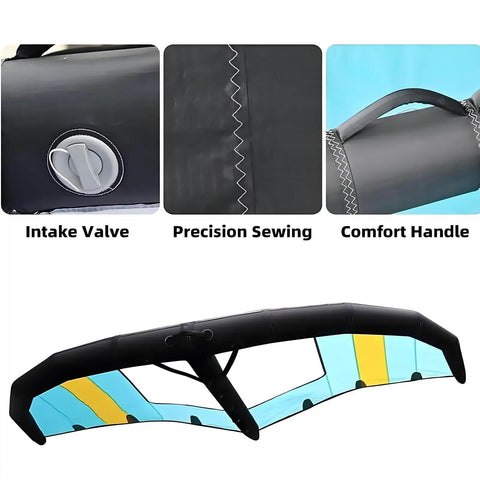 Inflatable Wing Foil For Water And Snow Sports With Pump And Backpack, Wingsurfer Kite for hydrofoil boards, detail view
