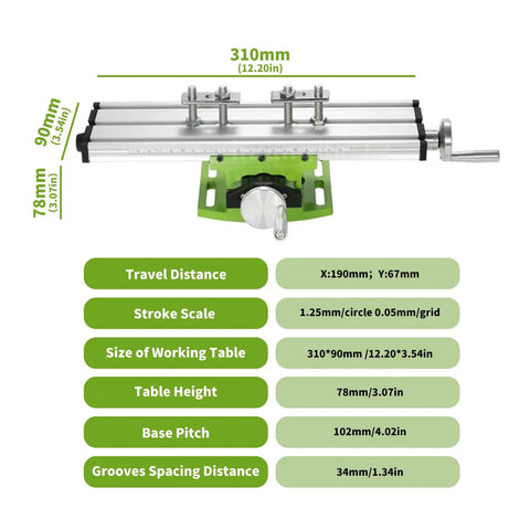 12.2 Inch Mini Milling Machine Worktable With X Y Compound Slide dimensions and specifications