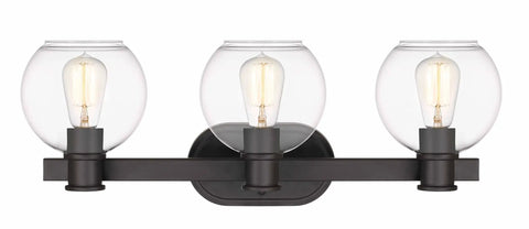 Modern Farmhouse 3 Light Vanity Light Industrial Wall Sconce With Clear Glass Globe Shade For Bedroom Hallway Kitchen Mirror Laundry Room Dope Farmhouse Glow Up Or Down Mount Now
