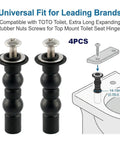 Universal Toilet Seat Bolts Replacement Kit For THU651N And Most 14-19mm Standard Seats, 4-Pack Heavy-Duty Stainless Steel Hardware, Quiet Secure Fit, Easy Install, Compatible With Kohler American Standard And More. 4PCS bolts with expanding rubber nuts for 14-19mm holes.