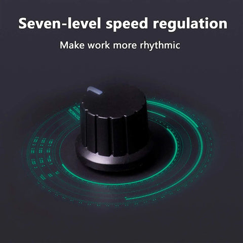 Close-up of the seven-level speed control dial on the Badass Compact Mini Table Saw With Adjustable Speed Control And Precision Angle Guide.