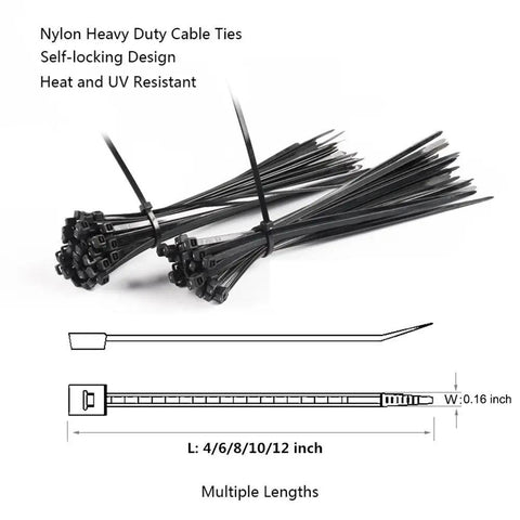 500 Pack Self Locking Nylon Cable Ties Assorted 4 6 8 10 And 12 Inch Lengths 0.16 Inch Width Heavy Duty Black For Home Office Garage Workshop Cable Management And Quick DIY Tidy Up