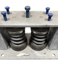 Heavy Dual Spring Vibration Isolators Featuring Durable Steel Housing For Industrial Chillers, top view showcasing springs and bolts.