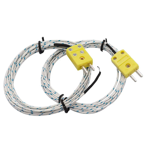 Five Pack Type K Mini Connector Thermocouple Probes With 3 Meter Cable, Fast Response Temperature Sensors for Everyday Use from -50C to 350C