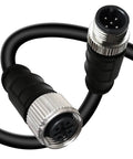 Close-up of 6.6Ft M12 A Code 5 Pin Male To 5 Pin Female Waterproof Connector Cable for industrial sensors and cameras, black PVC, IP67