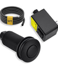All In One Garbage Disposal Air Switch Kit For Sink Top With Single Outlet Matte Black 3.6 Inch Push Button Brass Cover UL Listed