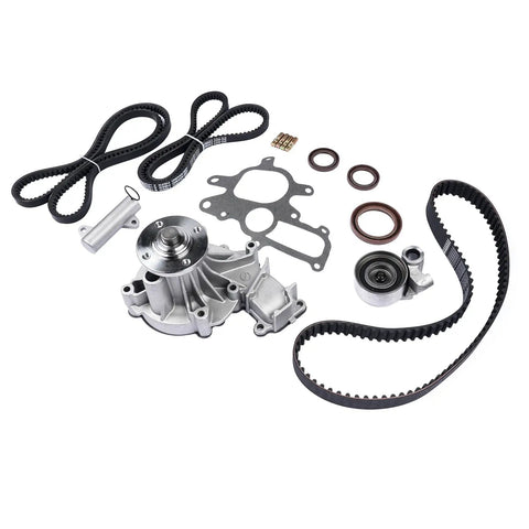 Top Tier Timing Belt And Water Pump Assembly Engine Repair Kit For Toyota Granvia Hiace Hilux Prado 1KZ TE 30 Liter Turbo Diesel Models 1993 Through 2007 Replaces OEM Specs Save Cash Keep Truck Rolling Smooth Today, shown with belts, pump, tensioner, gasket