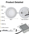 4-Inch Smart Recessed LED Lights With Junction Box, RGB Color Changing Downlights, 9W 600LM, detailed product dimensions