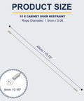 16 Inch Stainless Steel Braided Cabinet Door Restraint Cable Kit With Eyelets, Flexible Hinge Limiter For Chest, Cupboard And Closet Doors, 10 Pack Keeps Cabinets From Slamming, Easy Install And Smooth Door Action. 40cm rope, 1.5mm, 4mm eyelet