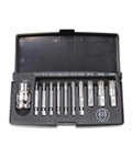 Pro Grade Damaged Torx Screw Extractor Set 11 Piece With One Quarter Inch Shank And 50mm Extractors T10 To T40 in case