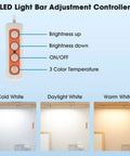 LED Light Bar Adjustment Controller showing brightness and color temperature options for Three Pack 12 Inch Linkable Under Cabinet LED Light Strips