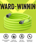 Top Tier 5 8 Inch By 75 Foot Garden Hose With Swivel Grip Connectors in vibrant green, showcasing flexible, lightweight design.