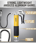 Heavy Duty Grease Gun Kit with Free 14oz Tube 8000 PSI Pistol High Pressure Lubrication Tool flexible hose nozzle detail