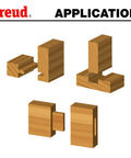 Illustration of joint applications with Six Piece Straight Router Bit Set With Half Inch Shank And Bits From Quarter Inch To One Inch In One Eighth Inch Increments.