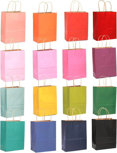 32 Pack Medium Gift Bags With Handles 7.6 X 4.75 X 10.5 Inch Assorted Color Paper Bags for Cookies Pastries Desserts
