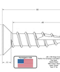 Shop Ready European Concealed Cabinet Hinge Screws 1000 Count Flat Head Phillips Type 17 Tip, detailed screw dimensions, and specifications.