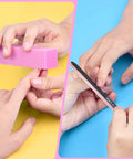 Professional Nail File Kit With Six 100 To 180 Grit Nail Files And Six Buffer Blocks for manicures in use on nails