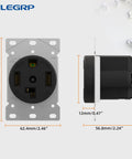 30 Amp 125 And 250 Volt Dryer Outlet NEMA 14 30R Flush Mount Receptacle Grounding 3 Pole 4 Wire side view dimensions