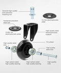 Exploded view of crystal wheel components for Rolling Stool With Backrest 450 Lbs Weight Capacity PU Leather Seat All-Day Comfort