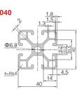 Technical drawing of European 4040 Aluminum Profile Extrusion 1000mm Pair With European Standard T Slot dimensions detailed.