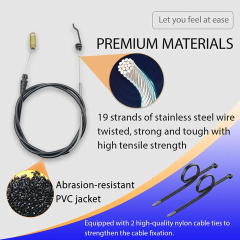 Dual Cable Replacement Kit For Toro TimeMaster Mowers Traction And Brake Cable Set showing premium materials and cable ties