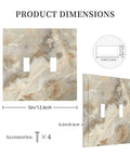 Dimensions of Light Slate Marble Pattern Double Toggle Switch Plates Decorative Outlet Cover Wall Faceplate with measurements.