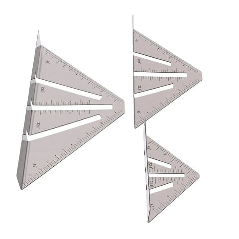 Stainless Steel Miter Square Ruler Set Of 3 Heavy Duty Pro Grade Multi Angle Measuring Tool with etched 45, 90, 22.5 degree marks