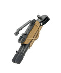 Spartan Precision Javelin Bipod Carrier Tan for Standard and Long Pro Hunt Tac Gear close-up showcasing durable Boltaron mount.