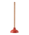 Heavy Duty Toilet Plunger Featuring A Sturdy Sixteen Inch Wood Handle And Five Inch Rubber Cup to eliminate clogs quickly.