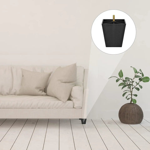 Eight Pack Four Inch Plastic Square Tapered Furniture Legs With M8 T Nuts And Screws for sofas on light wooden floor