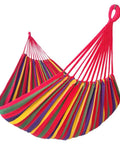 Extra Large Double Hammock For Two With 330cm Total Length And 500lb Capacity Canvas Cotton Super Comfy Outdoor Living For Patio Porch Garden Outdoor Indoor Rainbow XXL in rainbow stripes.