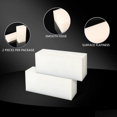Two Pack High Density UPE Plastic Block 2 Inch Thick 6 Inch Long 3 Inch Wide for Machining and Engineering Projects displayed.