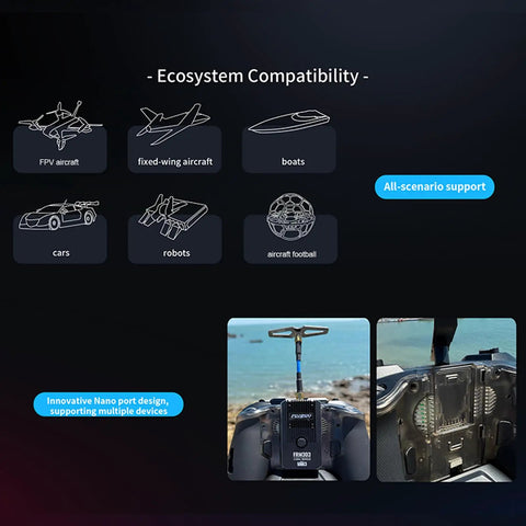 Open Source RC Transmitter With 2.4 Inch IPS Screen, Gyro Stabilized 2.4GHz Radio, Retractable Antenna for various RC vehicles.