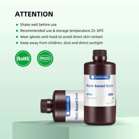 Plant Based White 3D Printer Resin For LCD Machines With Low Odor Soy Formula Dead Nuts Precise Details Fast Curing 405Nm Ultraviolet Blend Smooth Layers And No Stress Cleanup One Kilogram Batch
