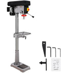 Built Tough Heavy Duty 15 Inch Cast Iron Bench Drill Press with Knockout, 5 Amp motor and speed control, assembly included.
