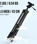 55-Inch Lightweight Aluminum Laser Level Tripod with bubble level, 1.2 lbs, 16.5-inch minimum height, aerospace alloy