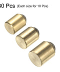 Top Tier Brass Ball Point Spring Plungers 30 Piece Assorted Kit featuring detailed view of brass plungers with smooth tips.