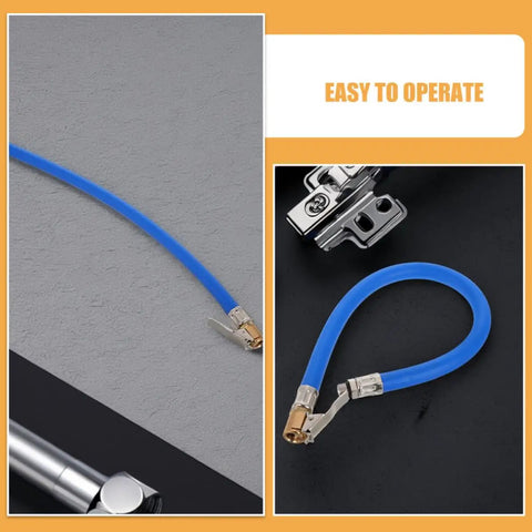 Upgraded Blue Tire Inflator Hose Replacement Kit 2 Pcs Solid Copper Locking Air Chuck blue rubber hose with metal air chuck