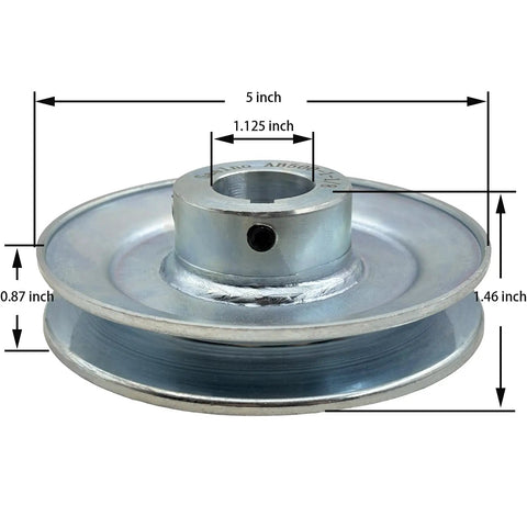 Durable One And One Eighth Inch Bore Five Inch Outer Diameter V Belt Pulley With One Groove For A B Five L Four L Belts Carbon Steel Motor Pulley Zinc Plated 1020 Steel Built Tough Workhorse For Industrial Drives