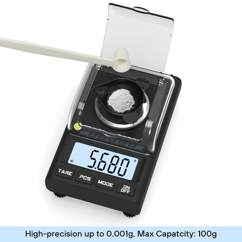 Pro Grade High Precision 100g Milligram Scale 0.001g Readability With 50g Calibration Weight USB And Battery Powered Includes Tare