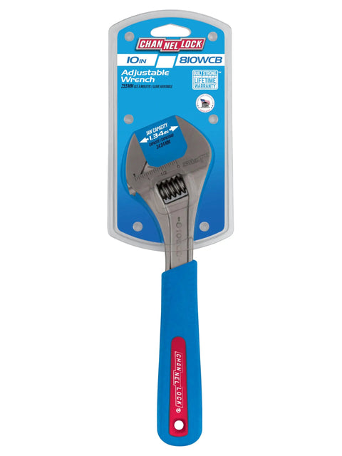 10 Inch Adjustable Wrench With Chrome Cushion Grip, Big Jaw Capacity For Nuts And Bolts, Longer Jaws For Strong Grips In Tight Spaces packaging