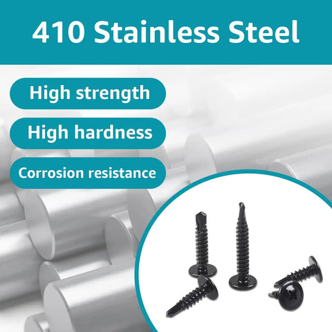 Bulk 400 Pack Self Tapping Screws For Metal And Wood Size 8 And 10 410 Stainless Steel Self Drilling Truss Head Black Oxide Finish