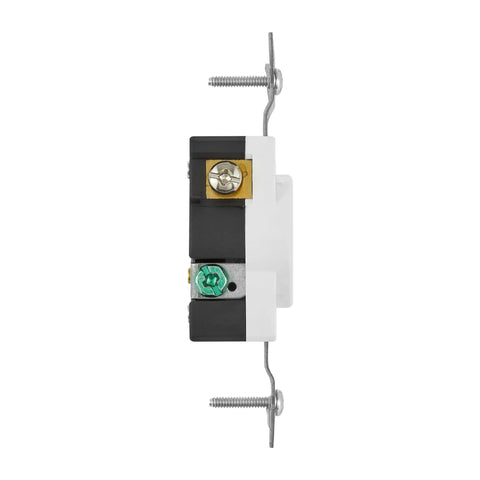 Side view of 20 Amp Tamper Resistant NEMA 6-20 Wall Receptacle Beefy Commercial Grade Single Outlet 250 VAC UL Listed 2 Pack.