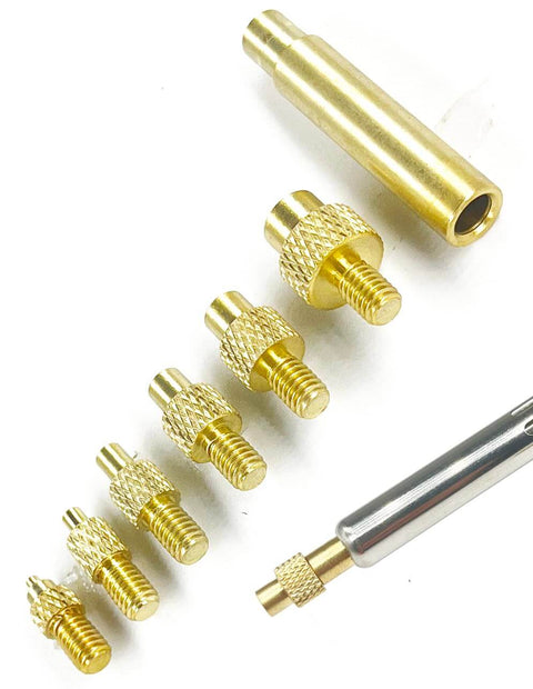 Heat Set Brass Threaded Inserts Kit For 3D Printing, Knurled Female Nuts M2 Through M6 With Heat Set Tips displayed on white background.
