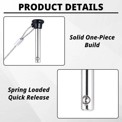 8 Pack 3/16 Inch Boat Bimini Top Quick Release Pull Pins Built To Last For Marine Rigs Beefy 316 Stainless Steel Rust Resistant Easy Install And Snap Lock Pins For Boating Gear, 316SS pin